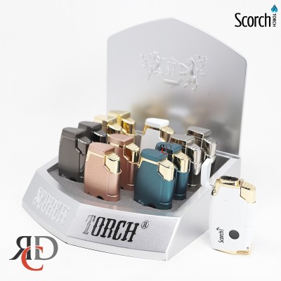 SCORCH TORCH 2T W/ CIGAR PUNCH & ASST COLORS 12CT/ DISPLAY